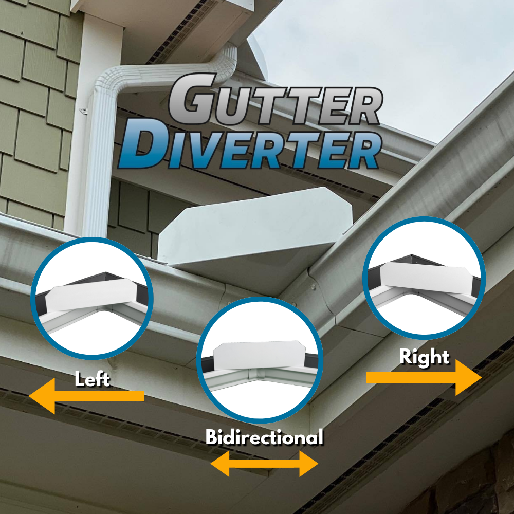 NoOverflow Extreme XL Gutter Diverter - Left Flow Valley Solution (White)
