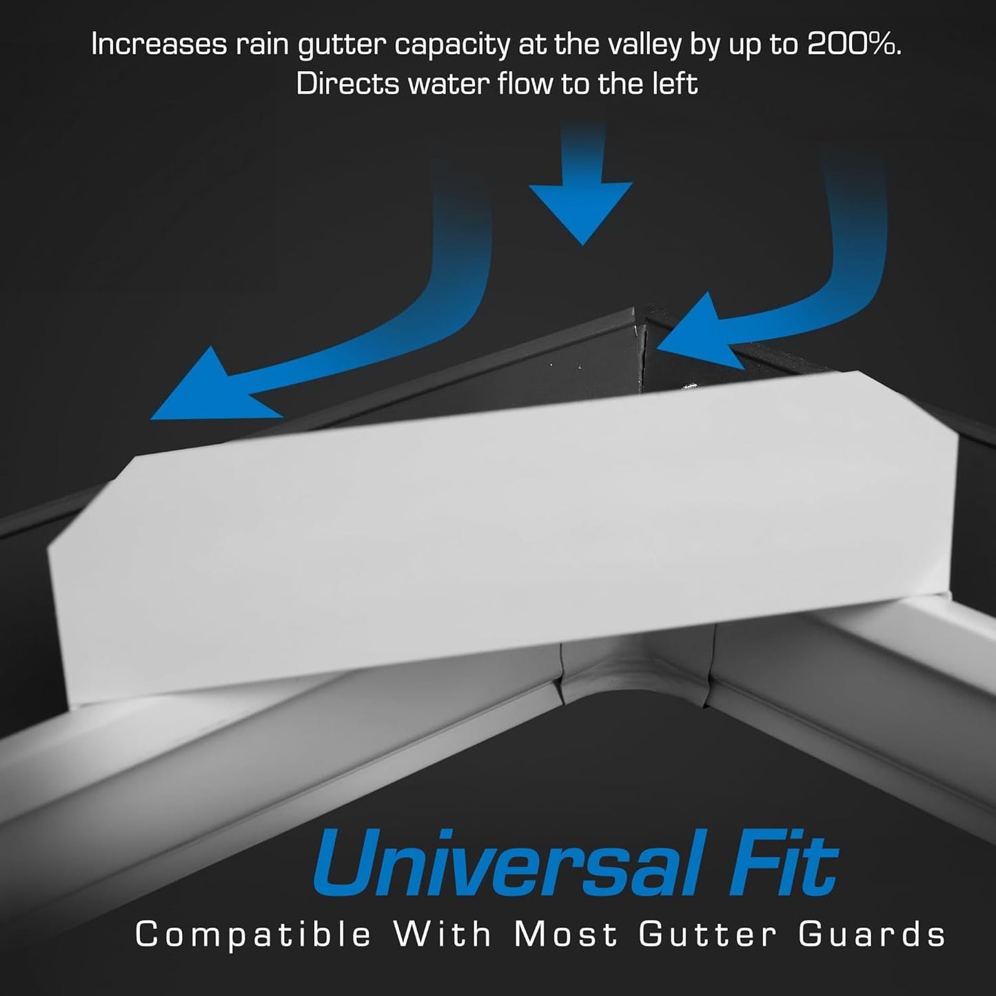 NoOverflow Extreme XL Gutter Diverter - Left Flow Valley Solution (White)