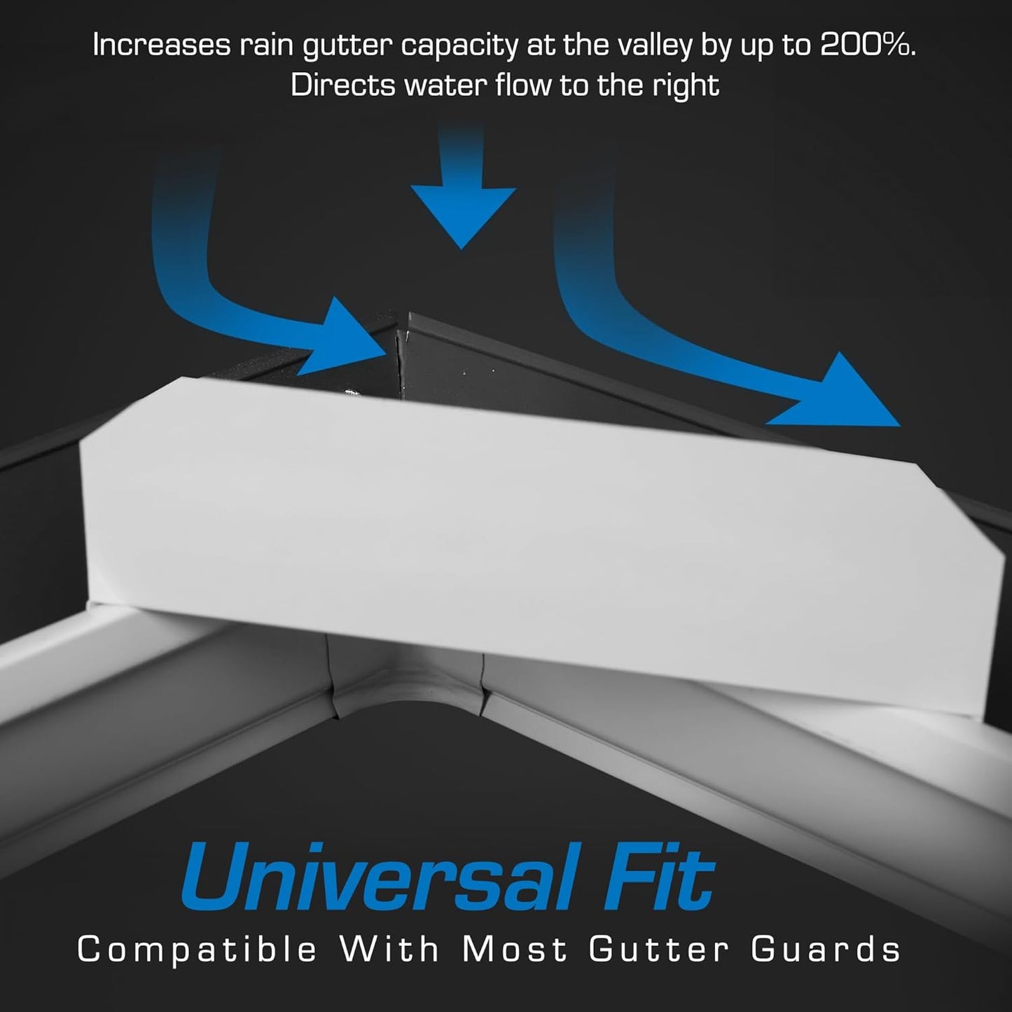 NoOverflow Extreme XR Gutter Diverter - Right Flow Valley Solution (White)
