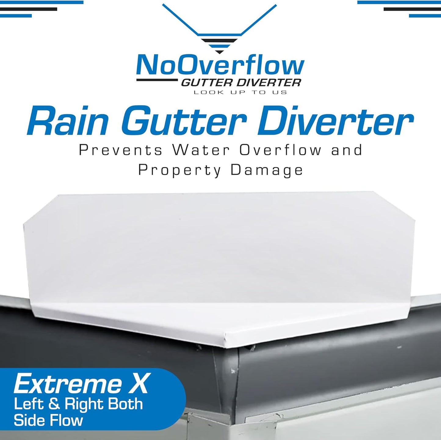NoOverflow Extreme X Rain Gutter Diverter - Prevent Overflow on K-Style Gutters
