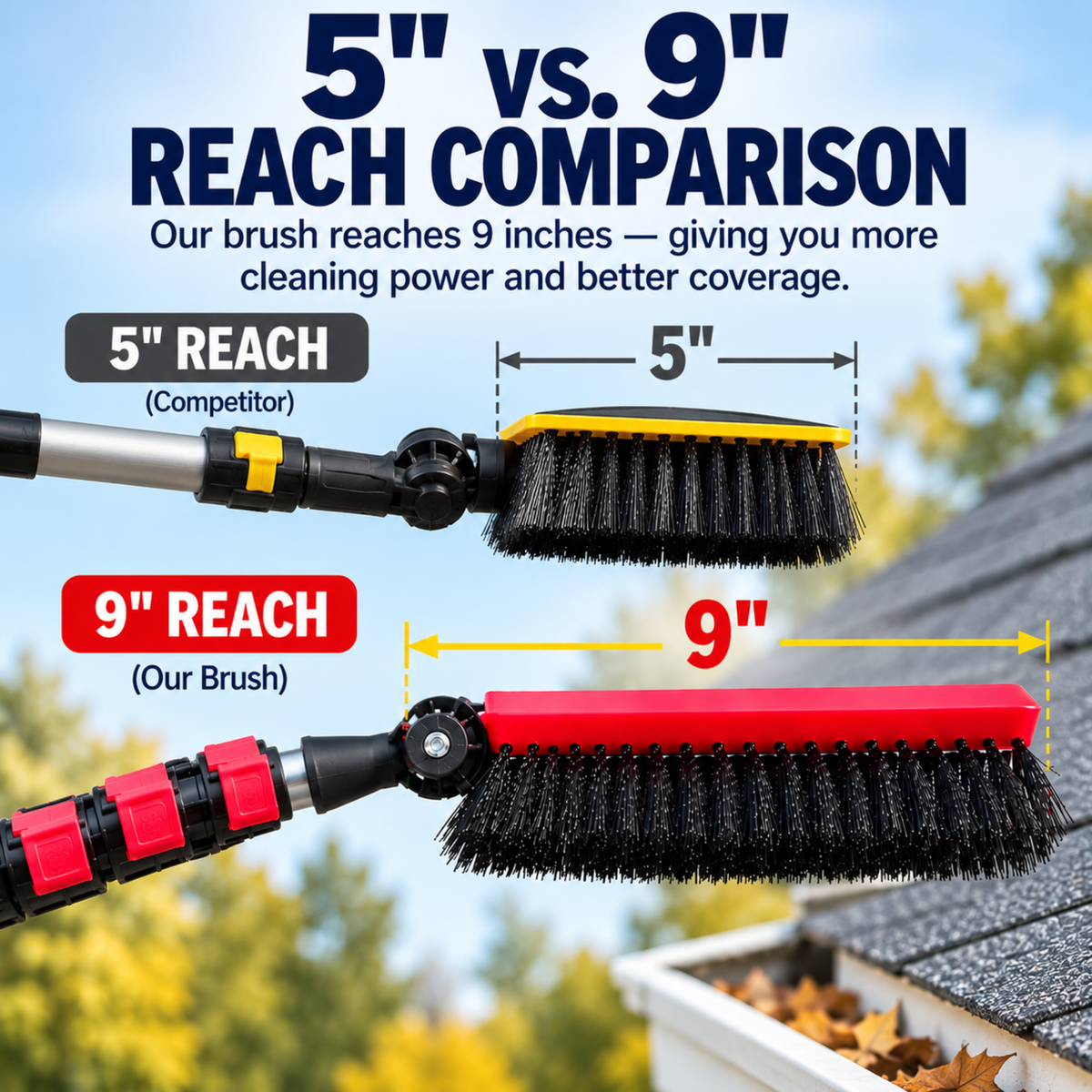 Gutter Guard Cleaning Brush 9" Reach with Knuckle Universal Joint